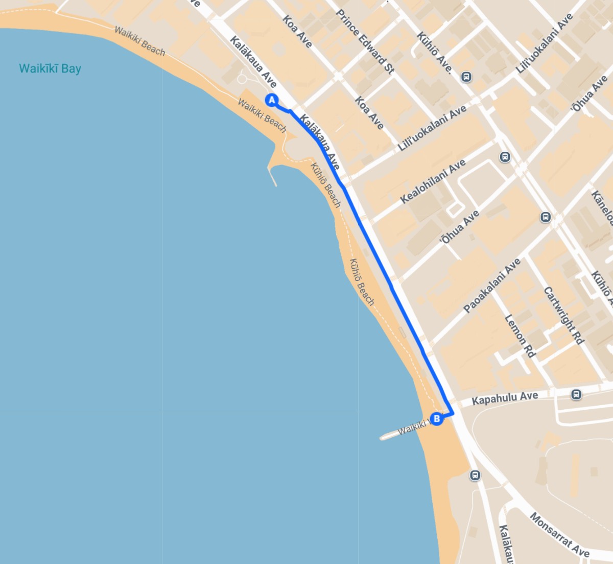 Waikiki Surf Map Route 1